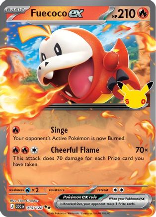 Fuecoco ex (15/128) - ME 30th Celebration Holofoil - Double Rare