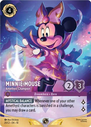 (020)  Minnie Mouse - Amethyst Champion - Disney Lorcana Promo Cards  Normal