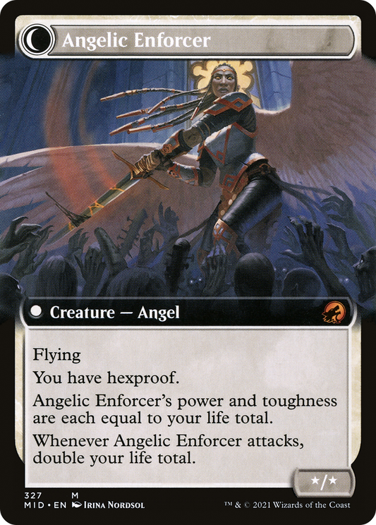 Enduring Angel // Angelic Enforcer (MID-327) - Innistrad: Midnight Hunt: (Extended Art, Double Faced Transform) Foil