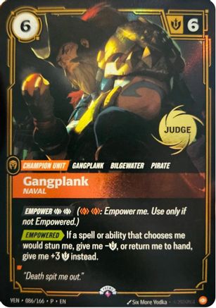 (086/166) Gangplank, Naval - Riftbound Judge Promotional Cards Foil