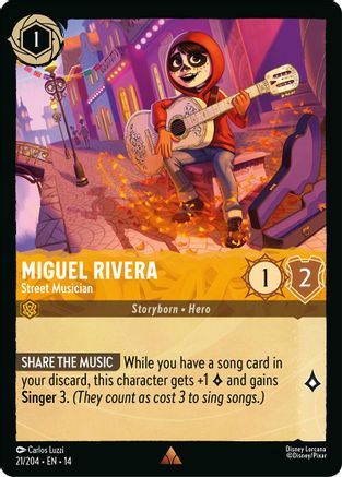 (021/204)  Miguel Rivera - Street Musician - Hyperia City  Cold Foil