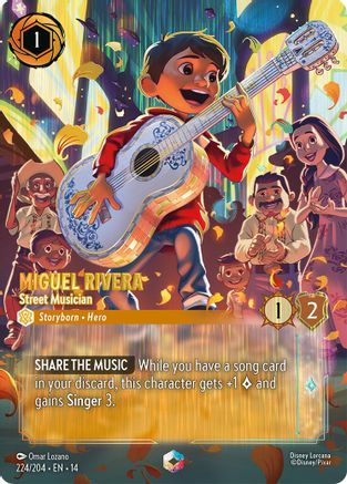 (224/204)  Miguel Rivera - Street Musician (Enchanted) - Hyperia City  Holofoil