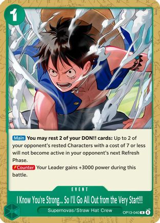 (OP13-040) I Know You're Strong... So I'll Go All Out from the Very Start!!! (Tournament Pack 2026 Vol. 4) - One Piece Promotion Cards - Normal