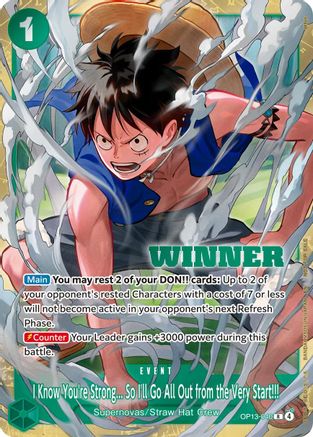 (OP13-040) I Know You're Strong... So I'll Go All Out from the Very Start!!! (Winner Pack 2026 Vol. 4) - One Piece Promotion Cards - Foil