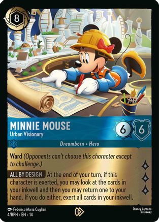 (004)  Minnie Mouse - Urban Visionary - Disney Lorcana Promo Cards  Cold Foil