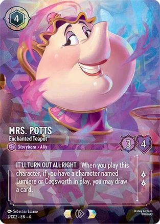 (002)  Mrs. Potts - Enchanted Teapot - Disney Lorcana Promo Cards  Holofoil