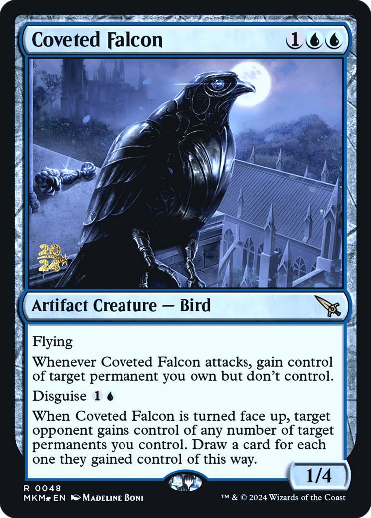 Coveted Falcon (PRE-048) - Murders at Karlov Manor Promos (Prerelease) Foil