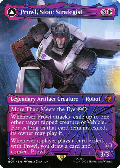 Prowl, Stoic Strategist // Prowl, Pursuit Vehicle (BOT-016) - Transformers: (convertdfc, shatteredglass) (Borderless) Foil