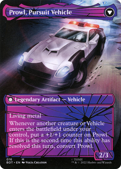 Prowl, Stoic Strategist // Prowl, Pursuit Vehicle (BOT-016) - Transformers: (convertdfc, shatteredglass) (Borderless)