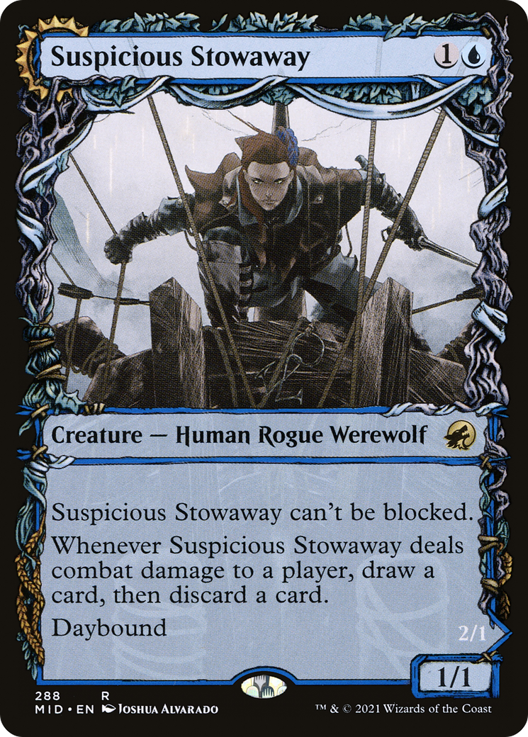 Suspicious Stowaway // Seafaring Werewolf (MID-288) - Innistrad: Midnight Hunt: (Showcase, Double Faced Transform)