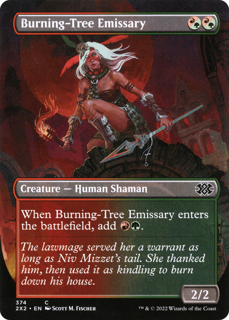 Burning-Tree Emissary  (Borderless)(2X2-374) - Double Masters 2022 Foil