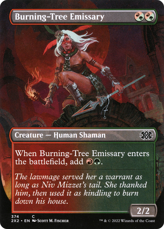 Burning-Tree Emissary  (Borderless)(2X2-374) - Double Masters 2022 Foil