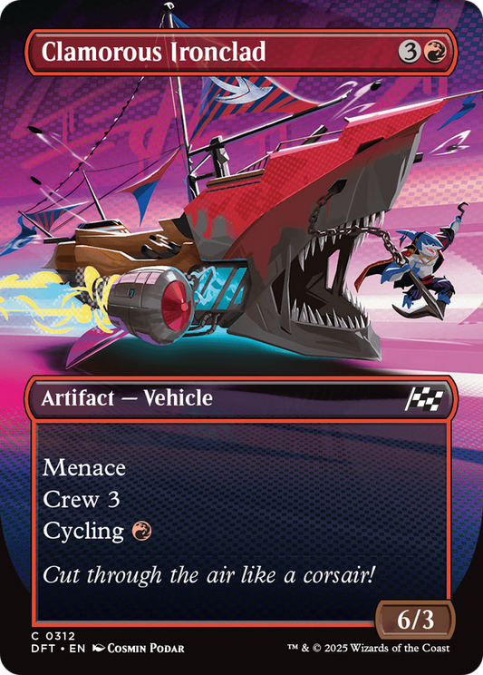 Clamorous Ironclad  (Borderless)(DFT-312) - Aetherdrift Foil