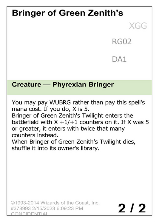 Bringer of Green Zenith's Twilight (UNK-RG02A) - Unknown Event (Playtest)