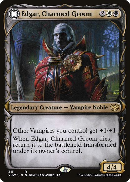 Edgar, Charmed Groom // Edgar Markov's Coffin (VOW-311) - Innistrad: Crimson Vow: (Showcase, Double Faced Transform) Foil