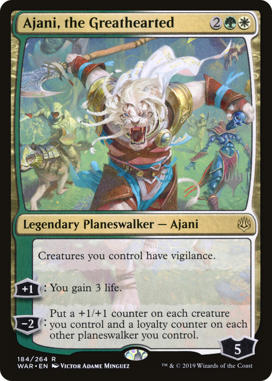 Ajani, the Greathearted (PWAR-184P) - War of the Spark Promos