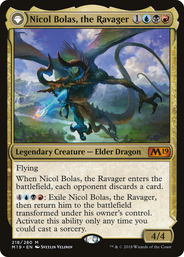 Nicol Bolas, the Ravager // Nicol Bolas, the Arisen (M19-218) - Core Set 2019: (originpwdfc)