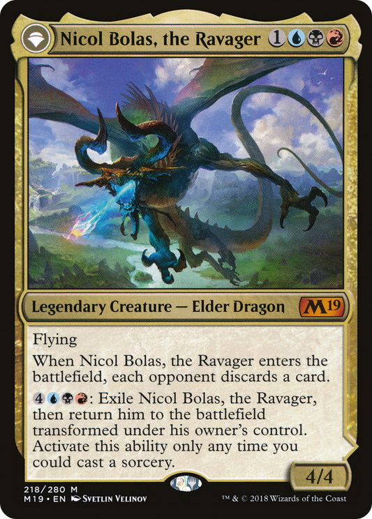 Nicol Bolas, the Ravager // Nicol Bolas, the Arisen (M19-218) - Core Set 2019: (originpwdfc)