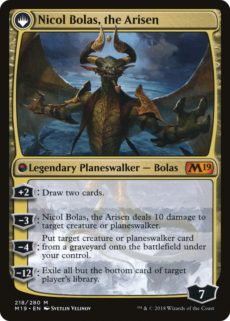 Nicol Bolas, the Ravager // Nicol Bolas, the Arisen (M19-218) - Core Set 2019: (originpwdfc) Foil