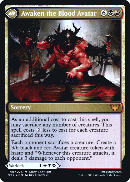 Extus, Oriq Overlord // Awaken the Blood Avatar (PSTX-149S) - Strixhaven: School of Mages Promos Foil