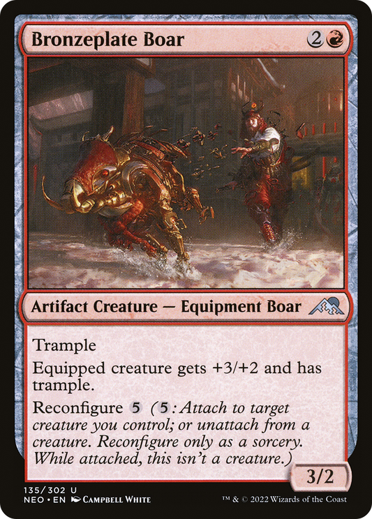 Bronzeplate Boar (NEO-135) - Kamigawa: Neon Dynasty Foil