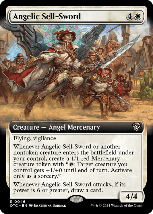 Angelic Sell-Sword (OTC-046) - Outlaws of Thunder Junction Commander: (Extended Art) Foil