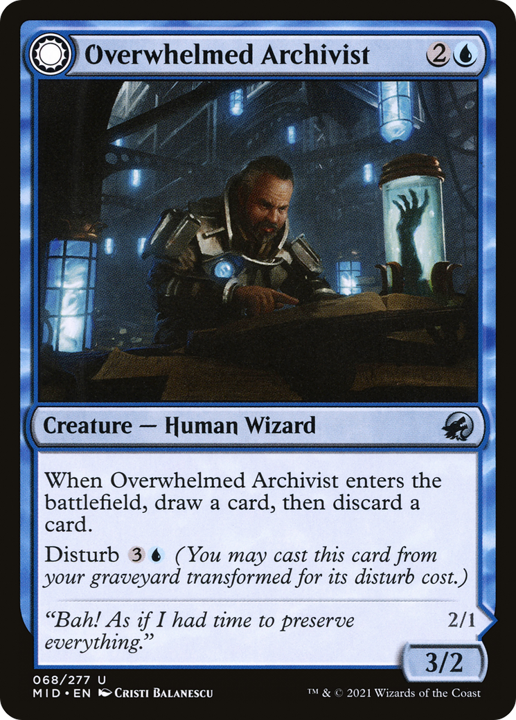 Overwhelmed Archivist // Archive Haunt (MID-068) - Innistrad: Midnight Hunt: (Double Faced Transform)