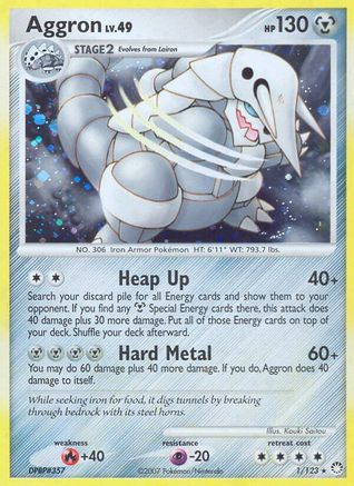 Aggron - 001/123 - Mysterious Treasures Reverse Holofoil - Holo Rare