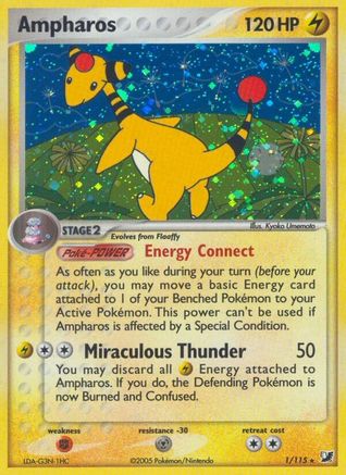 Ampharos - 001/115 - Unseen Forces Holofoil - Holo Rare