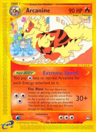 Arcanine 002 - Aquapolis Reverse Holofoil - Rare