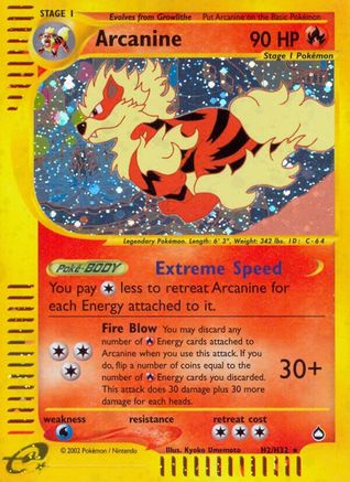 Arcanine (H2) 0H2 - Aquapolis Holofoil - Holo Rare