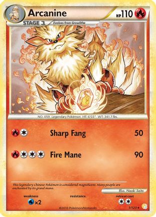 Arcanine 001 - HeartGold SoulSilver Holofoil - Holo Rare