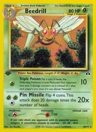 Beedrill 018/075 - Neo Discovery 1st Edition - Rare
