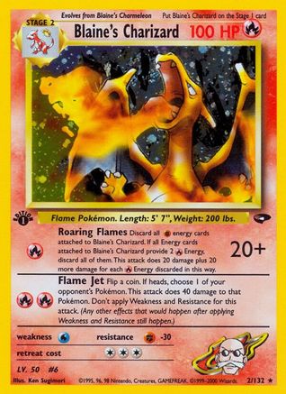 Blaine's Charizard 002/132 - Gym Challenge 1st Edition Holofoil - Holo Rare