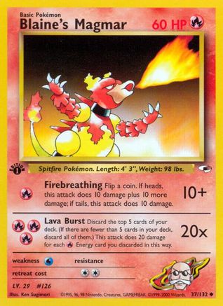 Blaine's Magmar 37/132 - Gym Heroes 1st Edition