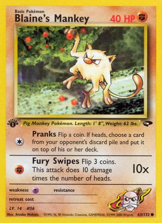Blaine's Mankey 063/132 - Gym Challenge 1st Edition - Common