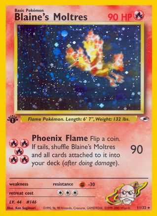 Blaine's Moltres 001/132 - Gym Heroes 1st Edition Holofoil - Holo Rare