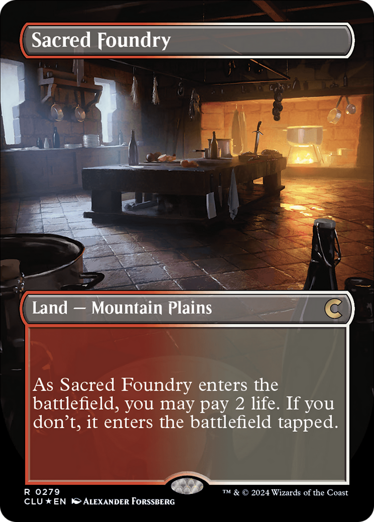 Sacred Foundry (CLU-279) - Ravnica: Clue Edition (Borderless) Foil