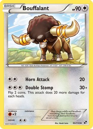 Bouffalant (90) 090 - Black and White Reverse Holofoil - Uncommon