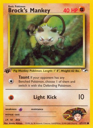 Brock's Mankey 067/132 - Gym Heroes 1st Edition - Common