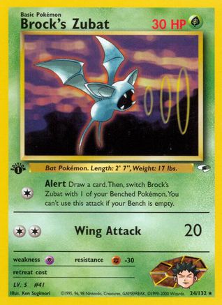 Brock's Zubat 024/132 - Gym Heroes 1st Edition - Rare