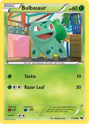 Bulbasaur 001/108 - Dark Explorers Reverse Holofoil - Common