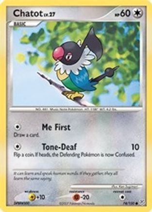Chatot (74/130) - Diamond and Pearl Reverse Holofoil - Common