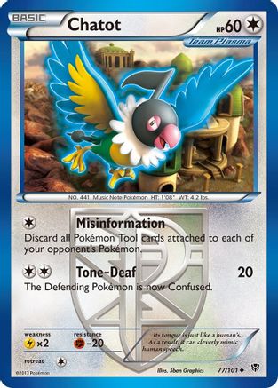 Chatot (Team Plasma) (77/101) - Plasma Blast Reverse Holofoil - Uncommon