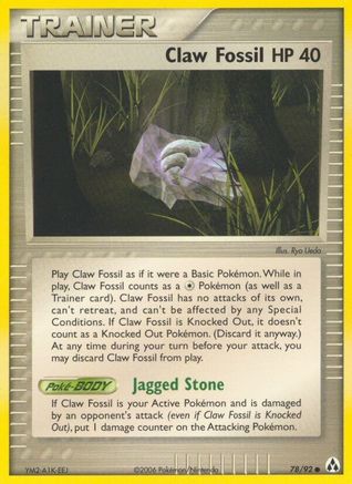 Claw Fossil 78/92 - Legend Maker Reverse Holofoil