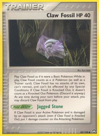 Claw Fossil - 084/108 - Power Keepers Reverse Holofoil - Common