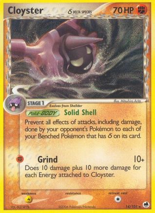 Cloyster (Delta Species) 014/101 - Dragon Frontiers Reverse Holofoil - Rare