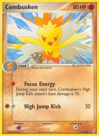 Combusken - 016/100  - Crystal Guardians Reverse Holofoil - Rare