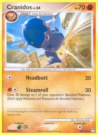 Cranidos - 043/123 - Mysterious Treasures Reverse Holofoil - Uncommon