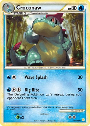 Croconaw 38/123 - HeartGold & SoulSilver Reverse Holofoil